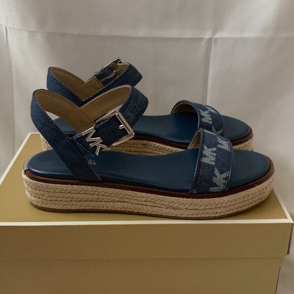 MICHAEL KORS Richie Denim Espadrille Strappy Sandals in Medium Blue Wash Sz 7.5M - Picture 3 of 6